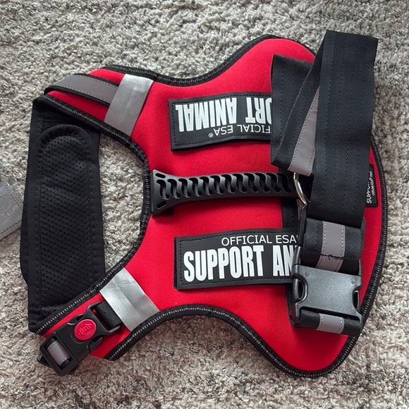 Red and black esa Support Animal Harness size large NWT - Picture 1 of 5